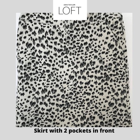Loft - Skirt, White animal print, size small loft petites. - Picture 3 of 6